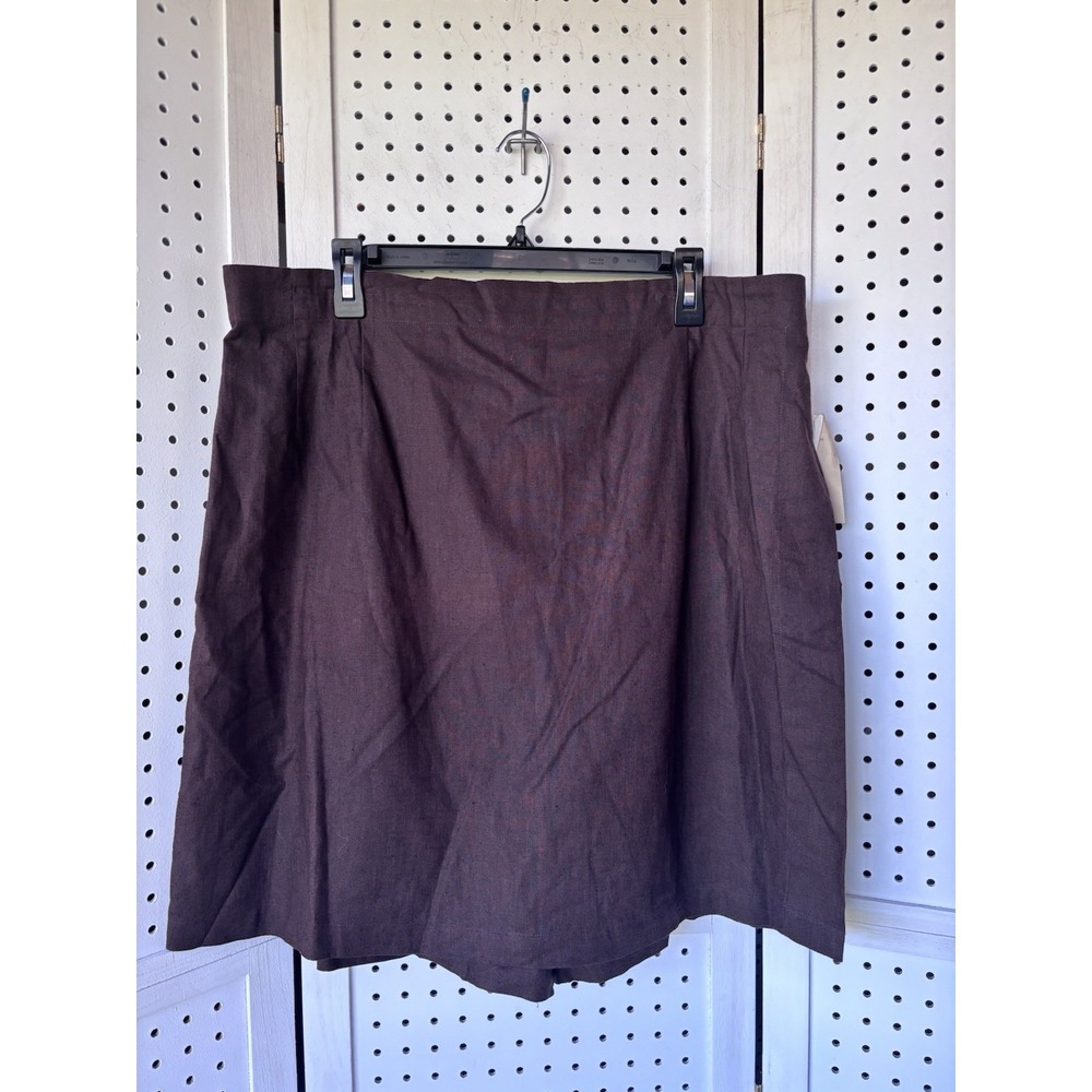 Marsh Landing II‎ Women's 22W Linen Cotton Wrap Skort Skirt Brown NWT
